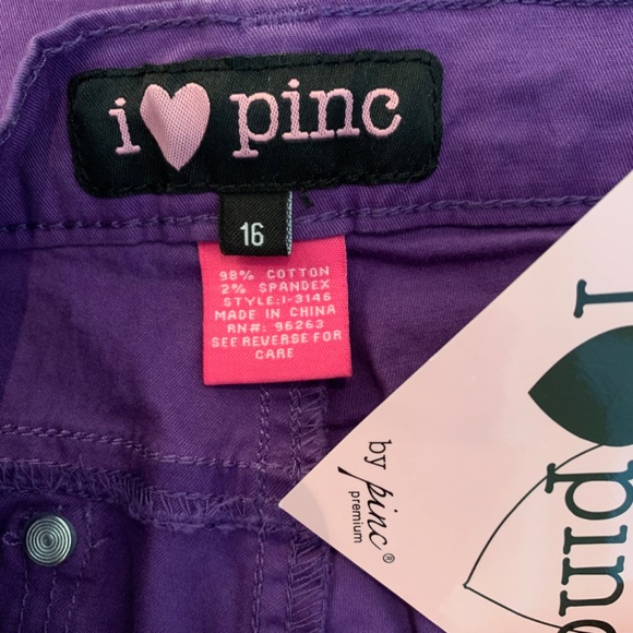 I Love Pink Girls Purple Stretch Pants Size 16 - Picture 7 of 8
